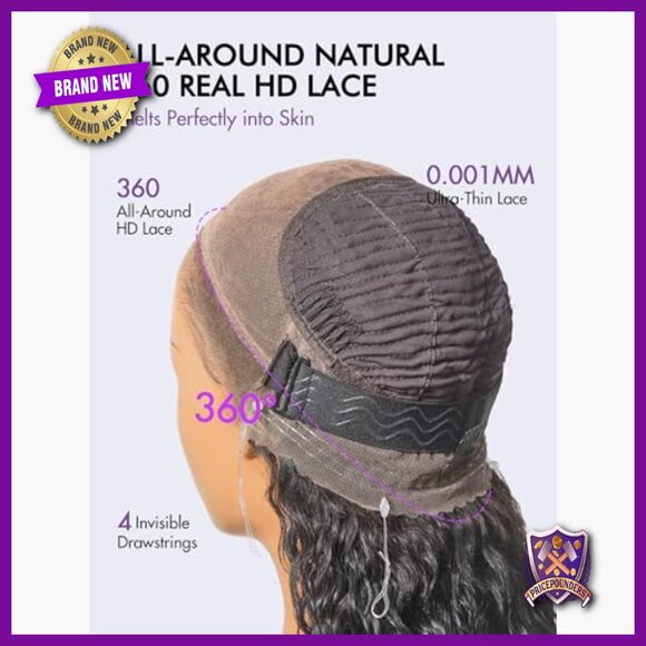 Human Hair Wig 360 Lace Front Glueless Water Wave Petite Fit main image 5